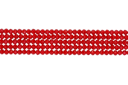 GLASS BEADS - FACETED RONDELLE CRYSTALS - 4x3mm - TRANSPARENT - RED 033 - PACKAGE (5x128pcs.) Hole-1.0mm