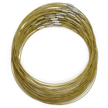 ВРЪЗКА СЪС ЗАКОПЧАЛКА - СТОМАНЕНА КОРДА 1мм - КОЛИЕ - 145мм ЗЛАТИСТО 04 - 5 бр.