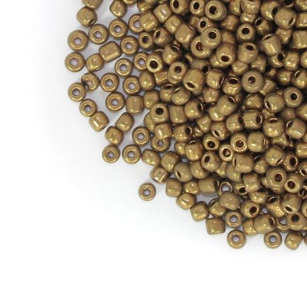 GLASS SEED BEADS - BALL 4mm - IRIS - GOLD 06AN - 50g Hole-1.5mm