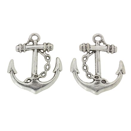 МЕТАЛНИ МЪНИСТА - ВИСУЛКА - КОТВА 11 - 24х27х2мм НИКЕЛ - 3 бр. Отвор-2.5мм