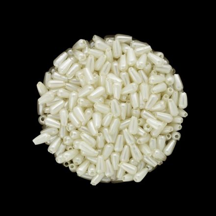 ACRYLIC IMITATION PLASTIC PEARLS - DROP - 6x3mm ECRU 162 - PACKAGE 500g Hole-1.2mm (20500pcs.)