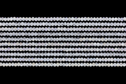 GLASS BEADS - FACETED RONDELLE CRYSTALS - 2.5x2mm - АВ TRANSPARENT - WHITE 097 - STRING (166pcs.) Hole-0.8mm