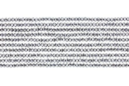 GLASS BEADS - FACETED RONDELLE CRYSTALS - 2.5x2mm - METALLIC - SILVER HALF-METALLIC 110 - PACKAGE (10x166pcs.) Hole-0.8mm