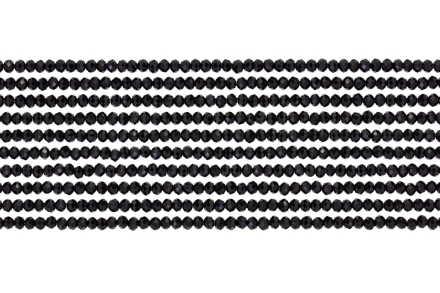 GLASS BEADS - FACETED RONDELLE CRYSTALS - 2.5x2mm - OPAQUE - BLACK 002 - PACKAGE (10x166pcs.) Hole-0.8mm