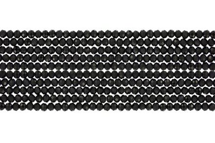 GLASS BEADS - FACETED RONDELLE CRYSTALS - 3x2mm - OPAQUE - BLACK 002 - PACKAGE (10x126pcs.) Hole-0.8mm