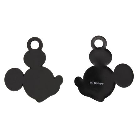 PLASTIC BEADS - RUBBER 3D - PENDANT - MICKEY MOUSE 07 - 57x51x4mm BLACK - PACKAGE 30pcs. Hole-8.0mm