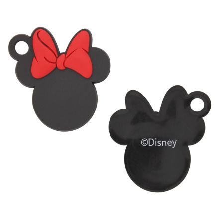 PLASTIC BEADS - RUBBER 3D - PENDANT - MINNIE MOUSE 11 - 44x42x5mm BLACK AND RED - PACKAGE 30pcs. Hole-6.0mm