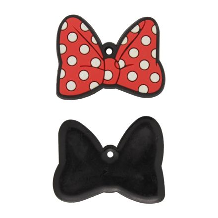 PLASTIC BEADS - RUBBER 3D - PENDANT - RIBBON 27 MINNIE MOUSE - 31x40x5mm BLACK-RED-WHITE - PACKAGE 20pcs. Hole-2.5mm