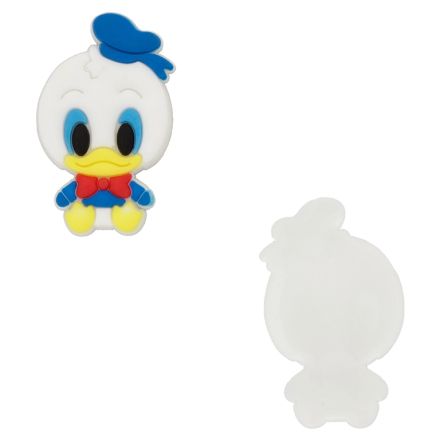PLASTIC BEADS - RUBBER 3D - FOR GLUING - DONALD DUCK 04 - 21x35x4mm WHITE-BLUE-YELLOW (LIGHT) - PACKAGE 30pcs.