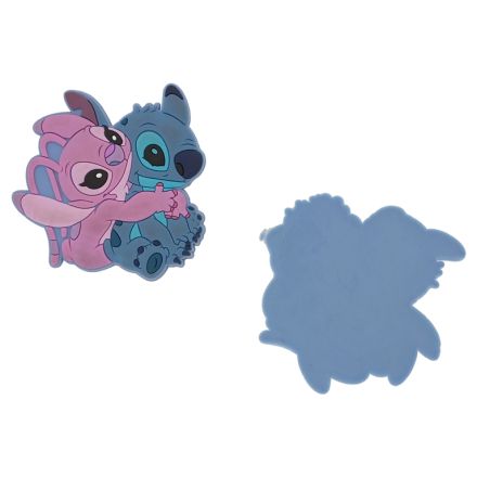 PLASTIC BEADS - RUBBER 3D - FOR GLUING - STITCH AND ANGEL 01 - 67x67x4mm BLUE-ROSE DUST-BLACK - PACKAGE 10pcs.