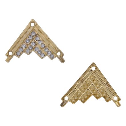 METAL CORNERS FOR DECORATION AND SCRAPBOOKING - 26x27mm - GOLD AND WHITE - PACKAGE 40pcs. Hole-1.8mm