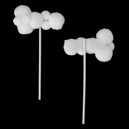 MATERIALS FOR CRAFT AND DECORATION - TOPPER FROM CARTON - CLOUD 03 POMPONS - 9x17cm - WHITE - 1pcs.
