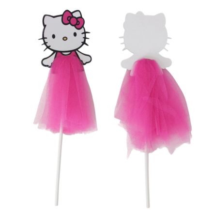 MATERIALS FOR CRAFT AND DECORATION - TOPPER FROM CARTON AND TEXTILE - KITTY 02 - 5.5x21cm - CYCLAMEN (LIGHT) AND MIX - 2pcs.