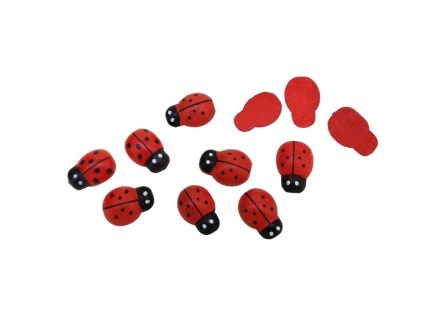 WOODEN LADYBUG FOR GLUING - 9x13x4mm RED - 500pcs.