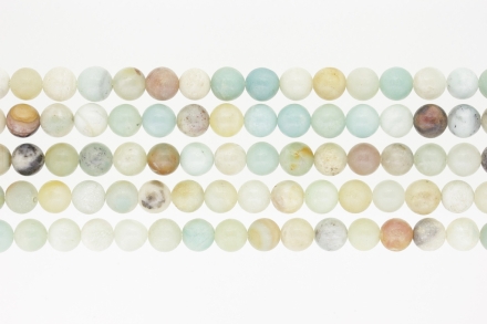 NATURAL STONE BEADS - AMAZONITE - 8mm - PACKAGE (5x48pcs.) Hole-1.6mm