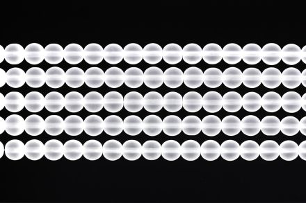 МЪНИСТА ОТ ЕСТЕСТВЕНИ КАМЪНИ - КВАРЦ СИНТ. ПРОЗРАЧЕН МАТ - 8мм - ПАКЕТ (5х48 бр.) Отвор-1.2мм