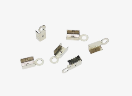 METAL ELEMENTS - FOLD OVER CRIMP CORD ENDS U-SHAPED - BRASS - 3.5x8.5mm NICKEL COLOR - NICKEL FREE - 50pcs. Hole-1.8mm