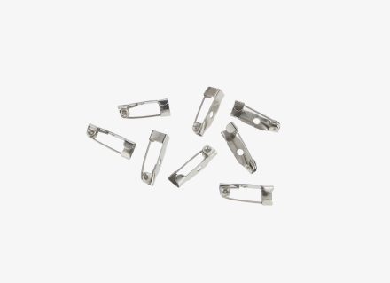 METAL ELEMENTS - BROOCH CLIP BASE SAFETY PINS - 15x4x4.5mm NICKEL COLOR - NICKEL FREE - 50pcs. Hole:2.0mm