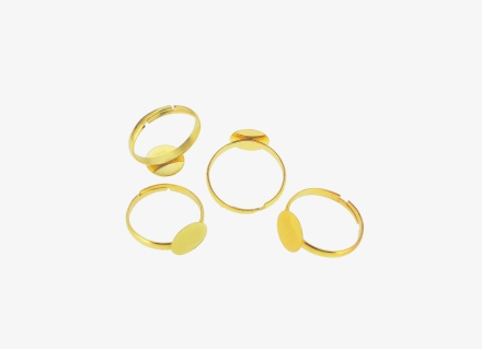 METAL ELEMENTS - RING FINDINGS - ADJUSTABLE BLANK RINGS GLUE ON PAD 03 - 18mm GOLD COLOR - NICKEL FREE - 10pcs.