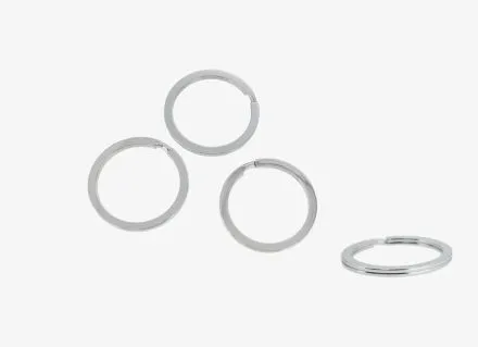 METAL KEYCHAIN FINDINGS - SPLIT KEY RINGS FLAT - 30x2.5 MM NICKEL COLOR - PACKAGE 100pcs.