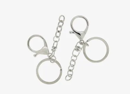 METAL KEYCHAIN FINDINGS - LOBSTER CLASP KEY RING KEY HOOK CHAIN PARROT CLOSURE - 30x2 MM NICKEL COLOR - NICKEL FREE - PACKAGE 50pcs.