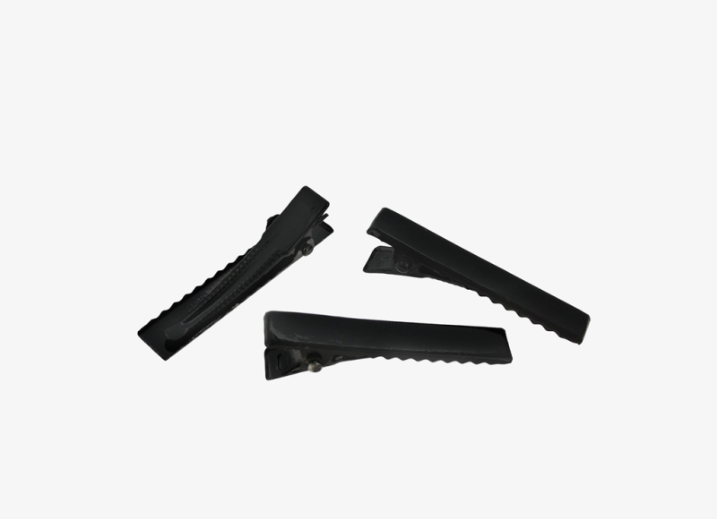 METAL ELEMENTS - CROCODILE DUCKBILL HAIR CLIP WITH TEETH 01 - 41x7.5x10mm BLACK - PACKAGE 200pcs.