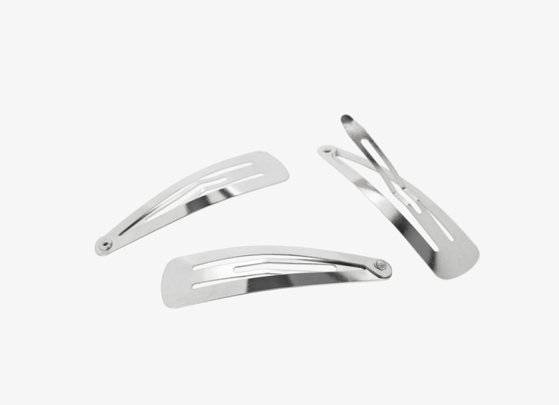 METAL ELEMENTS - METAL SNAP HAIR CLIP WITHOUT HOLE - 55x15mm NICKEL COLOR - PACKAGE 100pcs.