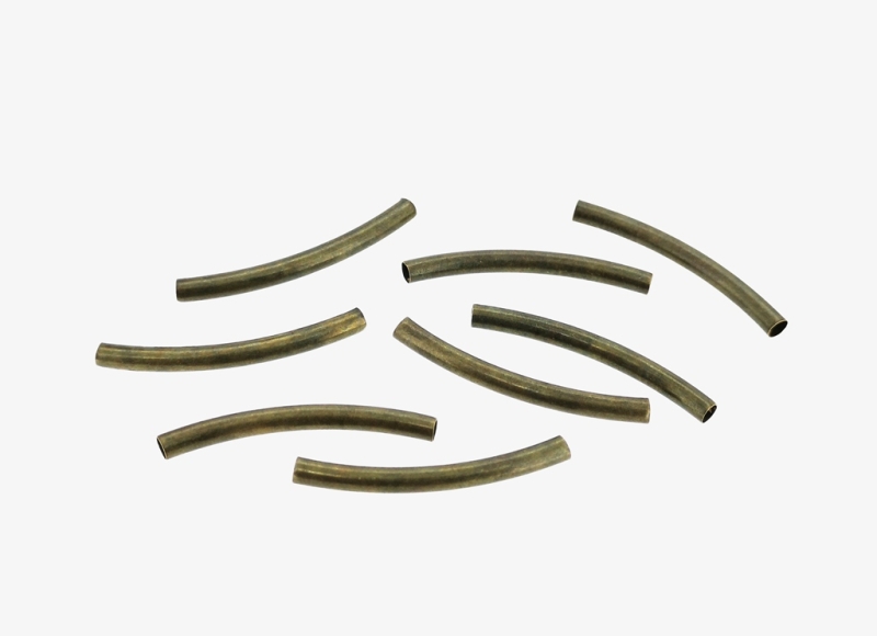 METAL ELEMENTS - CURVED TUBE CONNECTOR TUBES BEADS - BRASS - 30х3mm ANTIQUE BRONZE - 50pcs. Hole:2.5mm