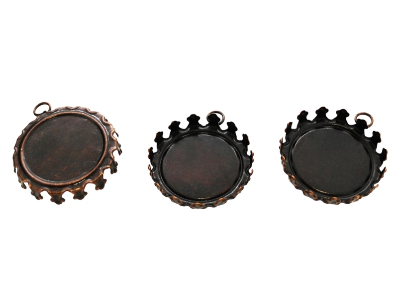 METAL ELEMENTS - CABOCHON BASE - CIRCLE 25mm - EMBEDDING - ANTIQUE BRASS - 100pcs. Hole-3.5mm