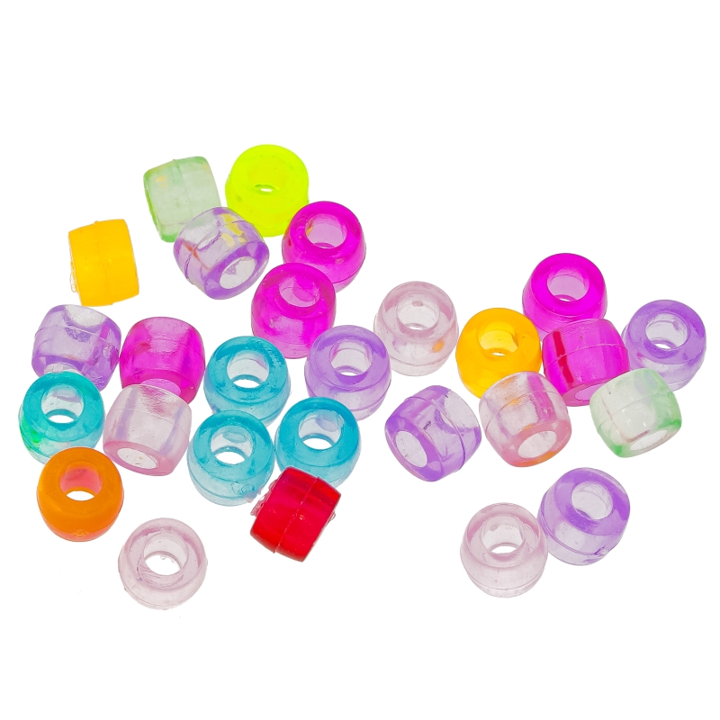 TRANSPARENT PLASTIC BEADS - CYLINDER 04 - 6x8mm MIXED - 50g Hole-4.0mm (242pcs.)