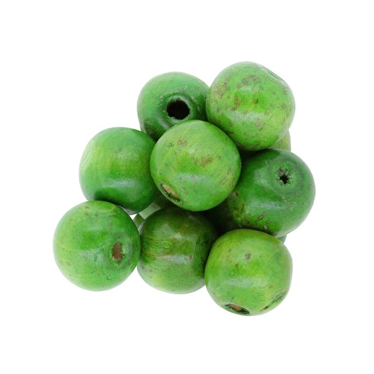 WOODEN BEADS - BALL SHAPED - 18x20mm GREEN GRASSY 08 - PACKAGE 500g Hole-5.0mm (225pcs.)