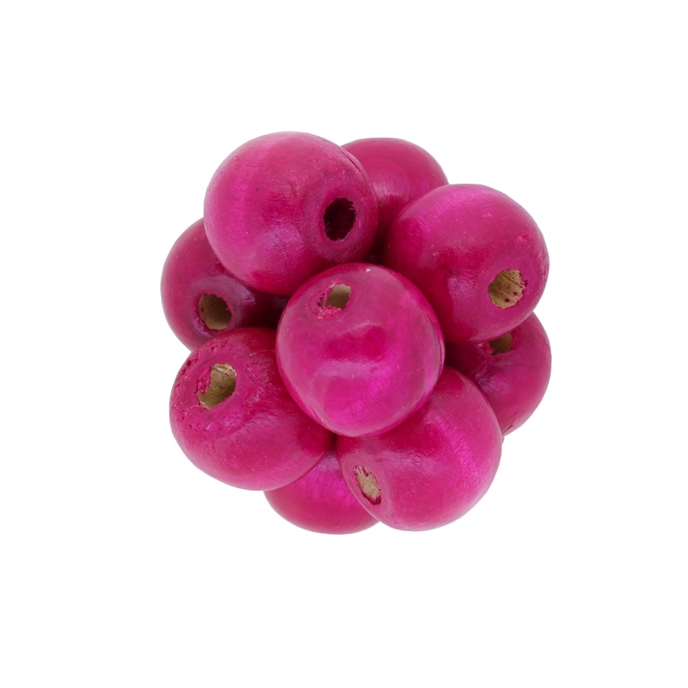 WOODEN BEADS - BALL SHAPED - 18x20mm CYCLAMEN - PACKAGE 500g Hole-5.0mm (230pcs.)