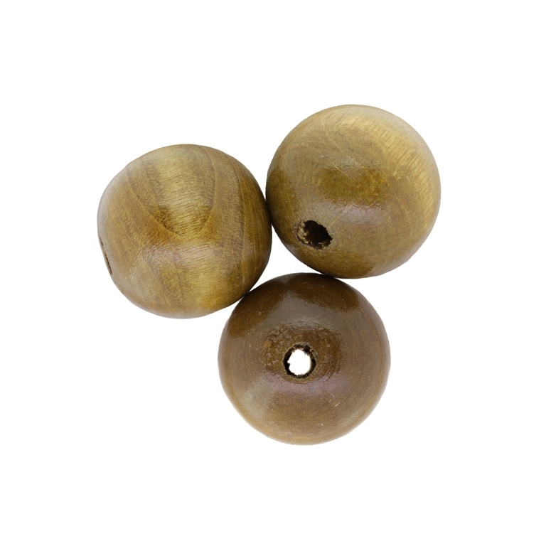 WOODEN BEADS - BALL SHAPED - 23x25mm BROWN (LIGHT) - PACKAGE 50pcs. Hole-4.0mm