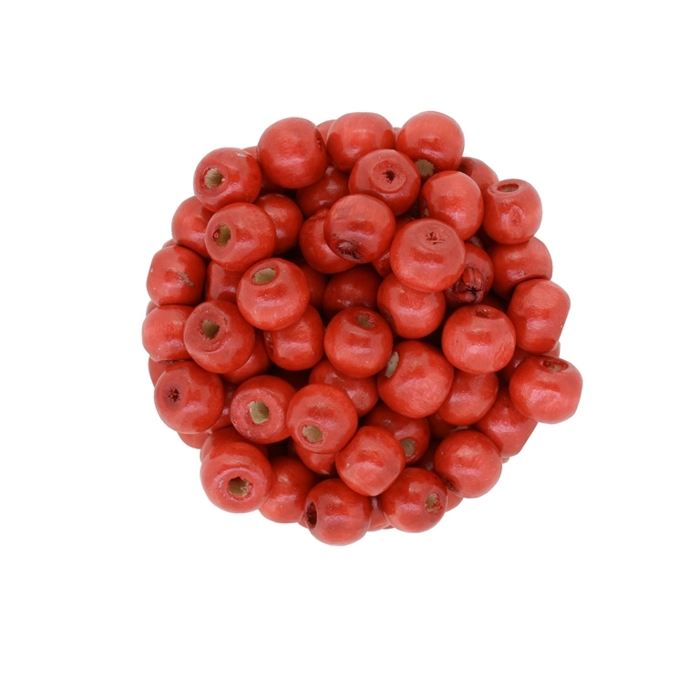 WOODEN BEADS - BALL SHAPED - 7x8mm RED - 50g Hole-3.0mm (290pcs.)