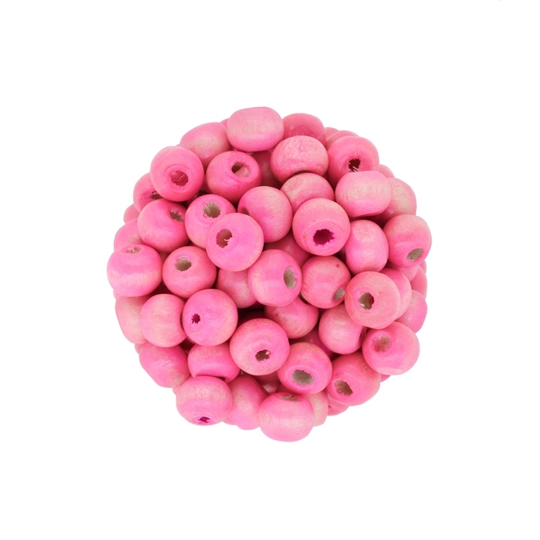 WOODEN BEADS - BALL SHAPED - 7x8mm PINK (LIGHT) - PACKAGE 500g Hole-3.0mm (3000pcs.)