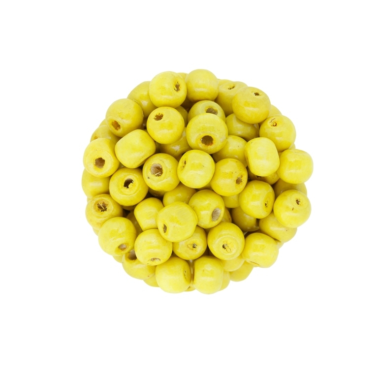 WOODEN BEADS - BALL SHAPED - 7x8mm YELLOW 12 - PACKAGE 500g Hole-3.0mm (3020pcs.)