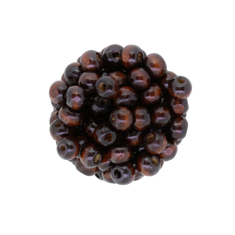 WOODEN BEADS - BALL SHAPED - 7x8mm BROWN (DARK) 07 - PACKAGE 500g Hole-3.0mm (2830pcs.)