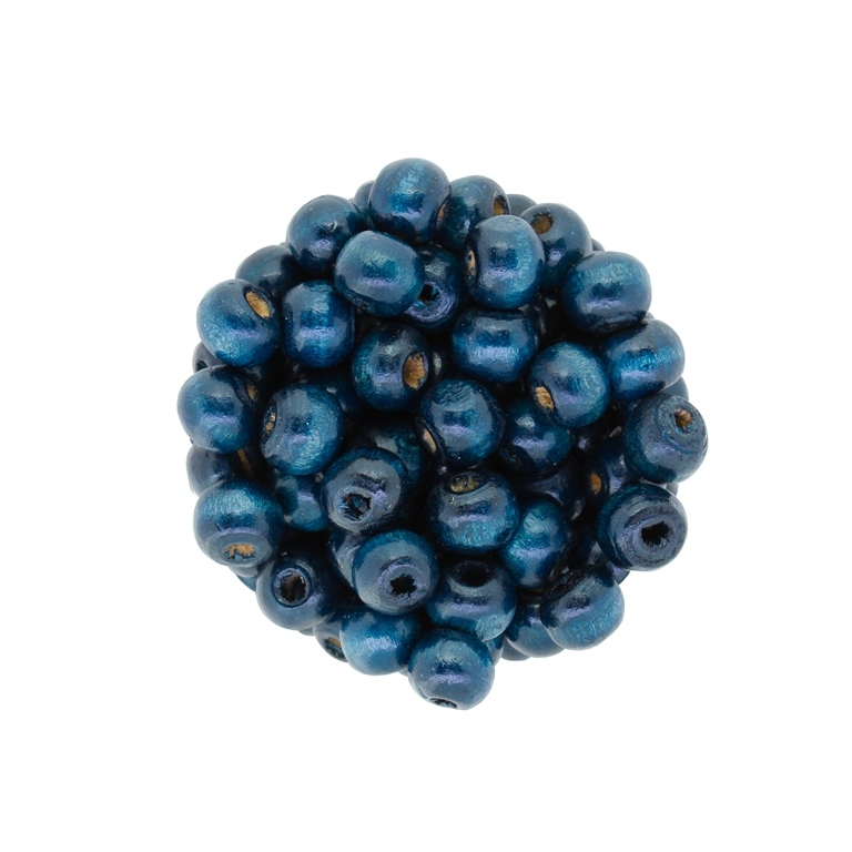 WOODEN BEADS - BALL SHAPED - 7x8mm BLUE (DARK) - PACKAGE 500g Hole-3.0mm (3000pcs.)