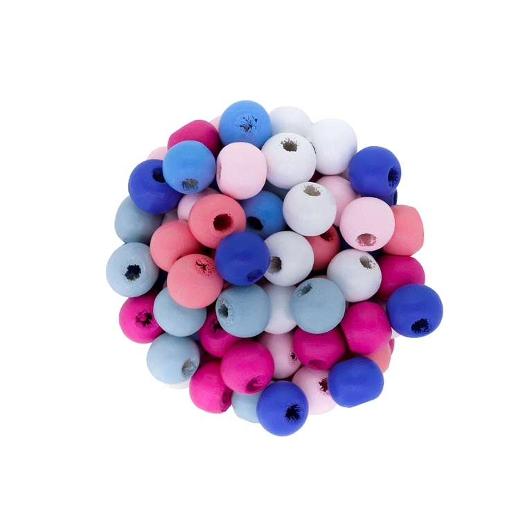 WOODEN BEADS - BALL SHAPED - 7x8mm MIX BLUE - 50g Hole-3.0mm (290pcs.)