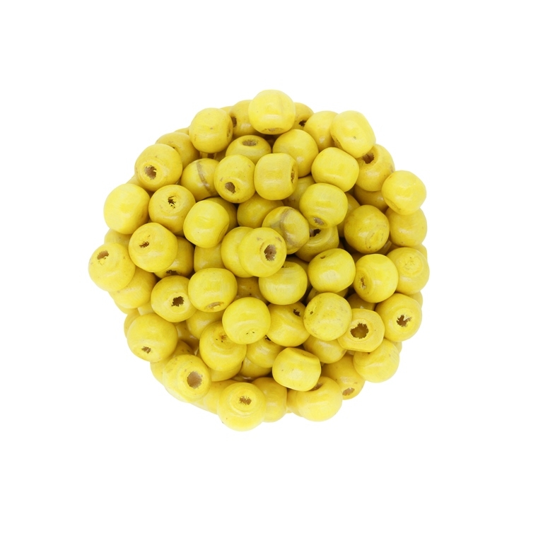 WOODEN BEADS - BALL SHAPED - 6x7mm YELLOW 12 - 50g Hole-3.0mm (450pcs.)