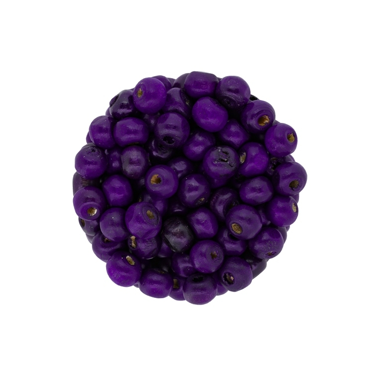 WOODEN BEADS - BALL SHAPED - 6x7mm PURPLE (DARK) - PACKAGE 500g Hole-3.0mm (4200pcs.)