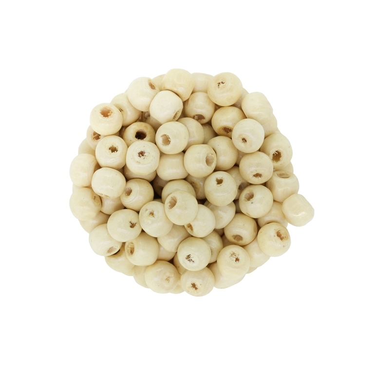 WOODEN BEADS - BALL SHAPED - 6x7mm NATURAL (LIGHT) - 50g Hole-3.0mm (440pcs.)