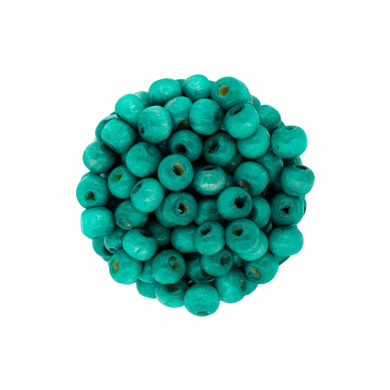 WOODEN BEADS - BALL SHAPED - 6x7mm TURQUOISE 11 - PACKAGE 500g Hole-3.0mm (4540pcs.)