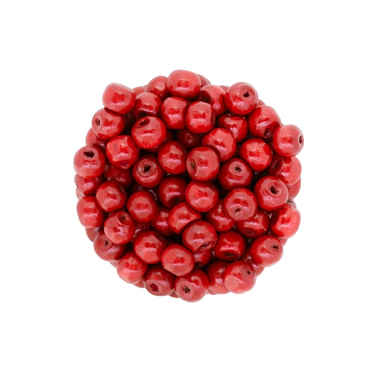 WOODEN BEADS - BALL SHAPED - 6x7mm RED 22 - PACKAGE 500g Hole-3.0mm (4500pcs.)