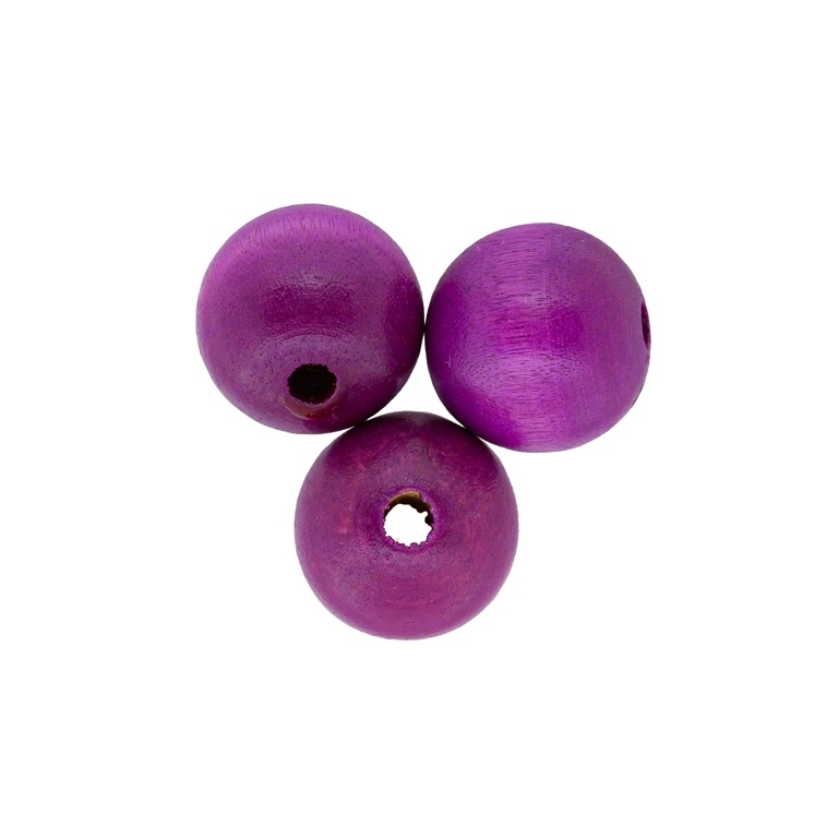 WOODEN BEADS - BALL SHAPED - 20x22mm PURPLE VIOLET - 20pcs. Hole-5.0mm