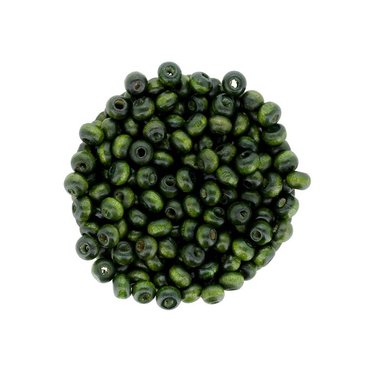 ДЪРВЕНИ МЪНИСТА - ТОПЧЕ - 4х6мм ЗЕЛЕНО Т. - ПАКЕТ 500 гр. (14000 бр.) Отвор-2.0мм