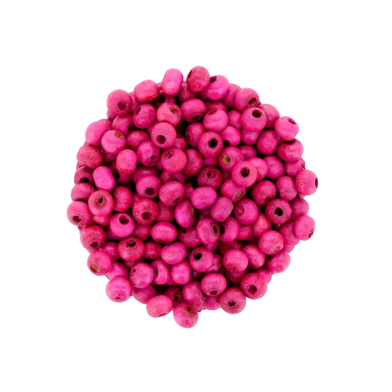 WOODEN BEADS - BALL SHAPED - 4x6mm CYCLAMEN (DARK) - PACKAGE 500g Hole-2.0mm (14 000pcs.)