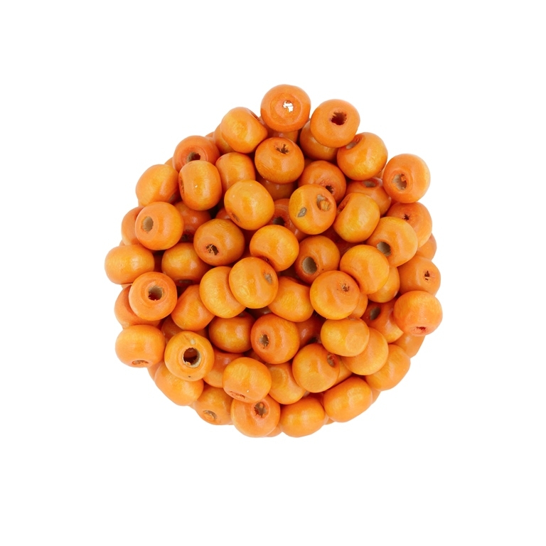 WOODEN BEADS - BALL SHAPED - 6x7mm ORANGE 18 - PACKAGE 500g Hole-3.0mm (4370pcs.)