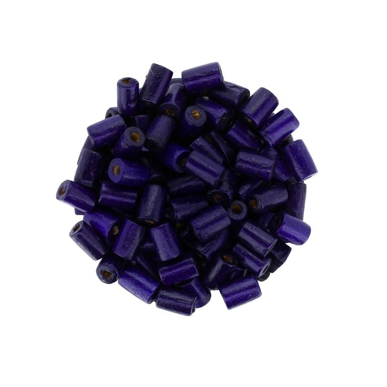 WOODEN BEADS - CYLINDER SHAPED - 8х5mm PURPLE (DARK) - 500g Hole:3.0mm (5700pcs.)