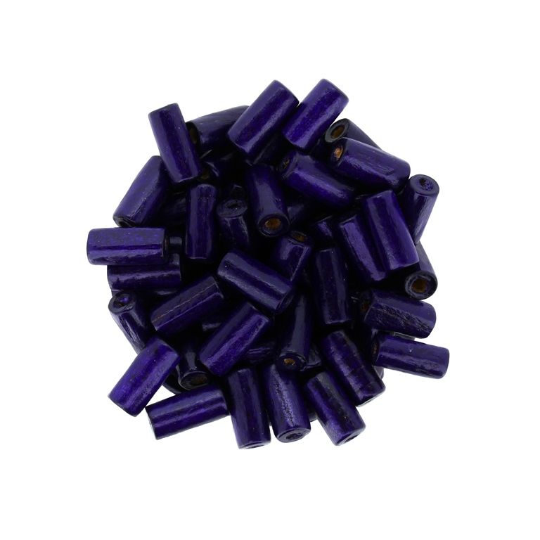 WOODEN BEADS - CYLINDER SHAPED - 12х6mm PURPLE (DARK) - 500g Hole:3.0mm (3200pcs.)